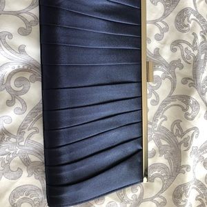 Blue satin dress clutch